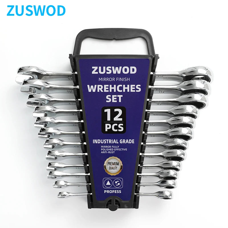 8-19mm Metric Wrench Set, Mirror Polished Chrome Vanadium Steel Bar Storage Box Combination Wrench Set, 72 Tooth Industrial Household Maintenance, Professional DIY Car Maintenance Manual Tool Set