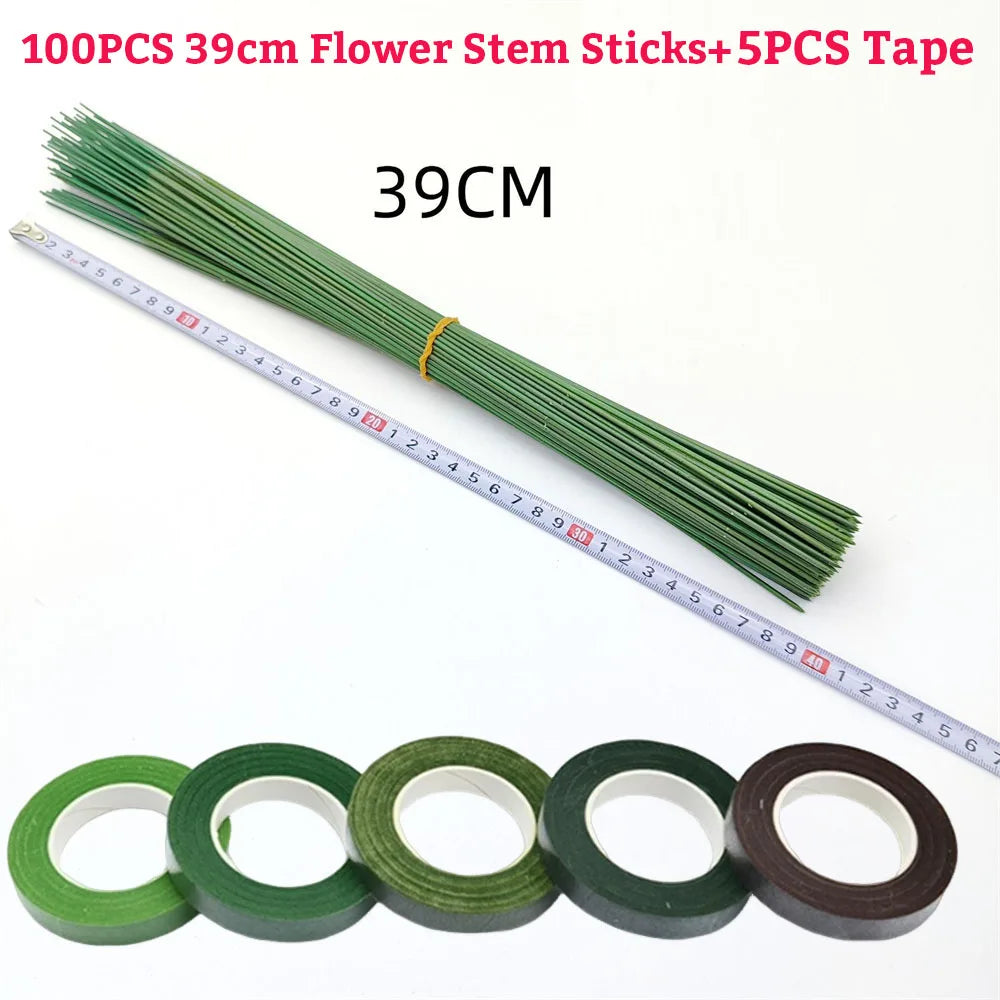 Green Flower Stem Stick Wire Stem Floriculture Tape Self-adhesive Bouquet Floral Stem Paper Tape
