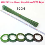 Green Flower Stem Stick Wire Stem Floriculture Tape Self-adhesive Bouquet Floral Stem Paper Tape