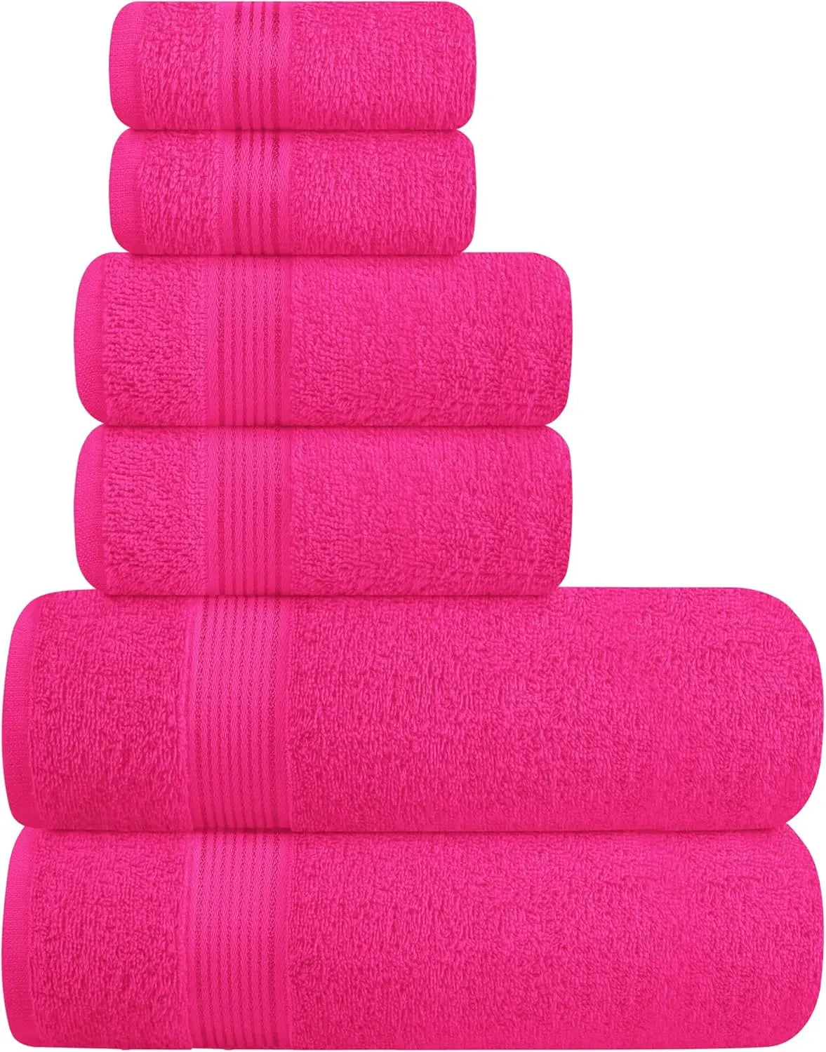 Ultra Soft 6 Pack Cotton Towel Set: 2 Bath, 2 Hand, 2 Wash Cloths