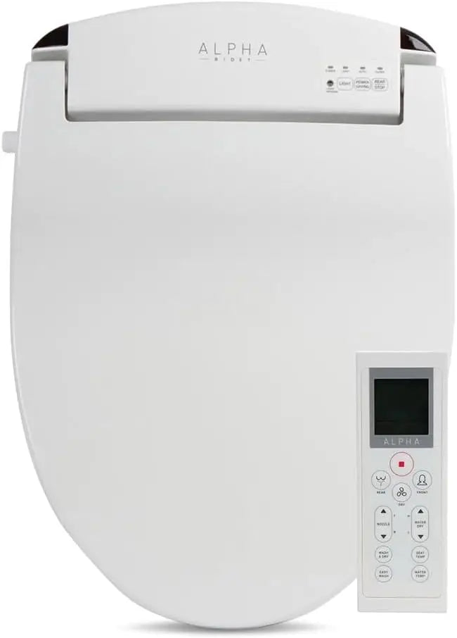 Elongated Bidet Toilet Seat, White, LED Light, Wireless Remote