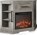 Corner TV Stand with 18" Electric Fireplace Heater for TVs up to 43"