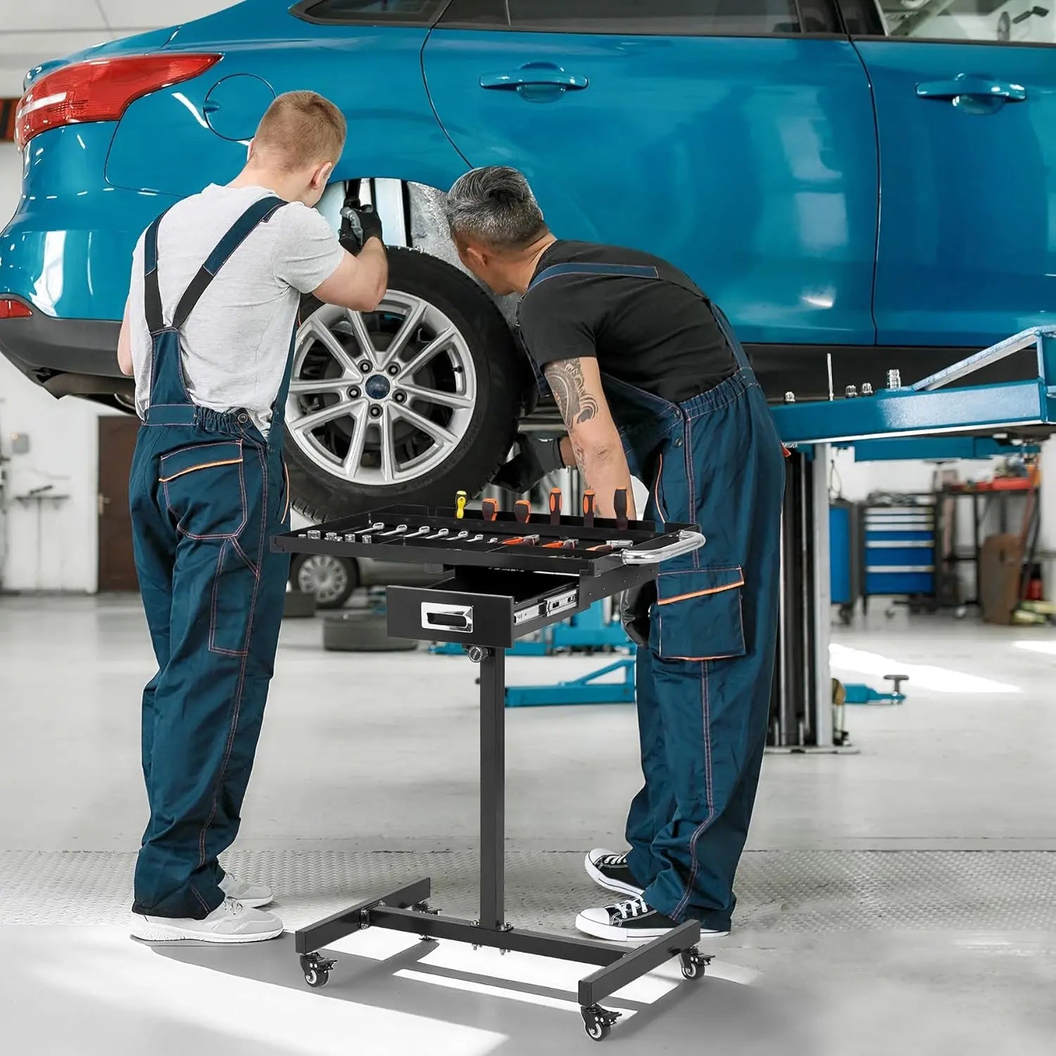 Mobile Work Table with Adjustable Height – 300Lbs Capacity