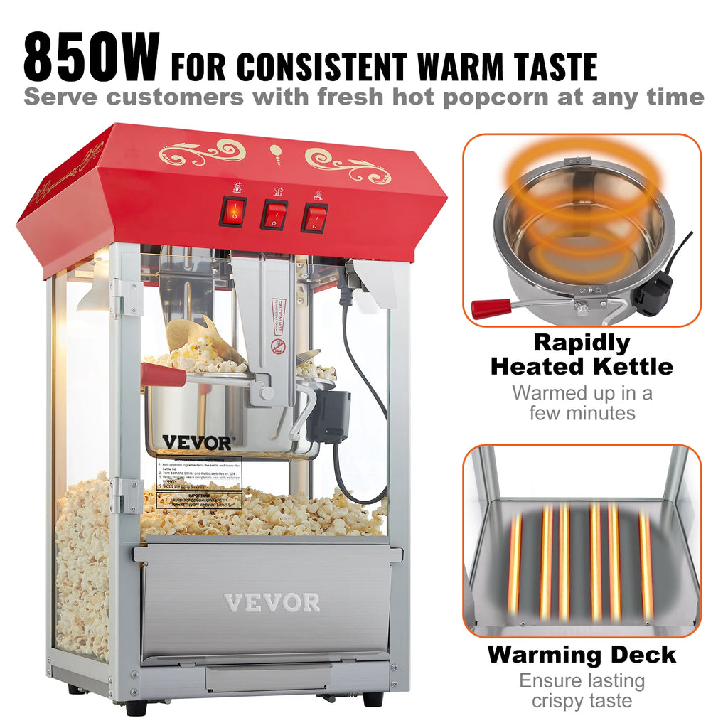 Electric Popcorn Maker Automatic Corn Cookware with Scoop Spoon