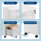 3 Drawer Rolling File Cabinet with Lock & Casters