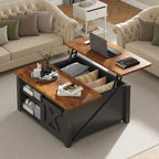31.5IN Wood Lift Top Coffee Table Living Room Adjustable Storage Shelf Easy Lift Or Lower