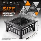 Devoko Outdoor Fire Pit, 32 Inch Firepit Table Metal Outdoor Fireplaces with Waterproof Cover