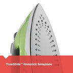 Easy Steam Iron for Clothes, Smart Steam, 1200W, TrueGlide Nonstick Soleplate, Auto Shut-Off, Anti-Drip, Green & White