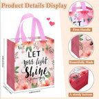 32 Pcs Bible Verse Flower Gift Bag with Handles, Reusable Gift Bags