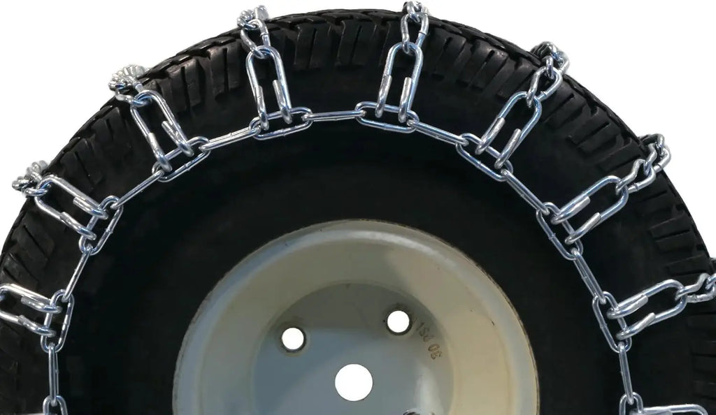 2-Link Tire Chains 20x8.00x8 for Lawn Mower Tractor Snow Mud Traction - Pair Included