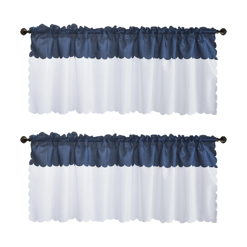 2PCS  rod pocket type Tulle Sheer joint with Blackout curtains