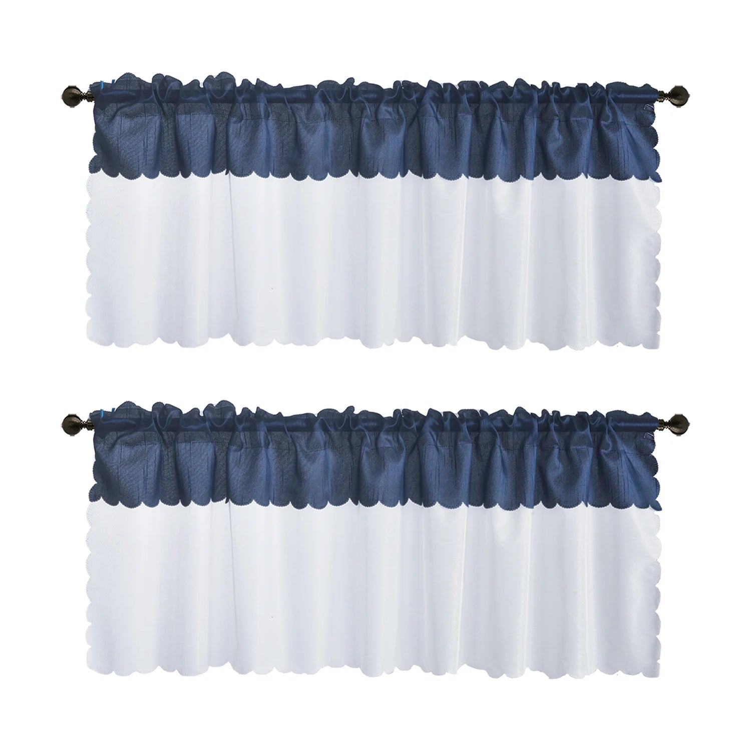 2PCS  rod pocket type Tulle Sheer joint with Blackout curtains