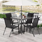 All Weather Outdoor Furniture W/ 30"x30" Table and 4 Stackable Chairs