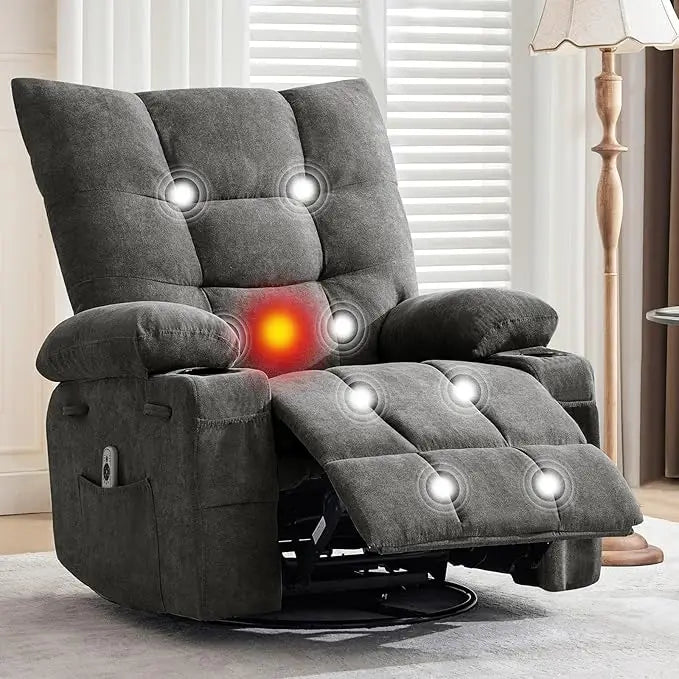 Swivel Rocker Recliner Chair with Heat and Massage