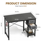 40 Inch Standing Office Computer Desk with Drawers and Side Hook  X‑Frame Stability For Home Office Small Space