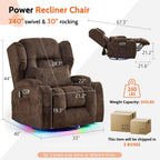 Dual Motor Power Swivel Rocker Recliner Chair with Massage & Heat