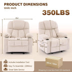 Massage Rocker Recliner Chair with Heat & Vibration 4 Pockets 2 Cup Holders