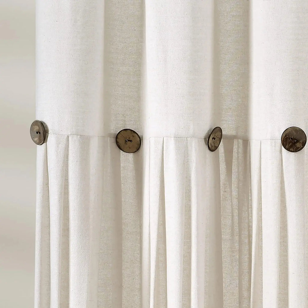 Extra Long Linen Button Shower Curtain 72x84 Inches