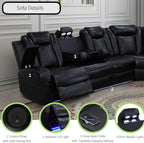 Power Recliner Sofa Sectional Sofa with LED Light for Living Room