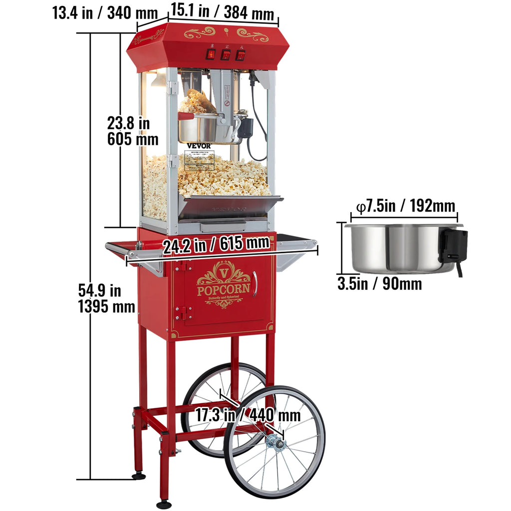 Electric Popcorn Maker Automatic Corn Cookware with Scoop Spoon