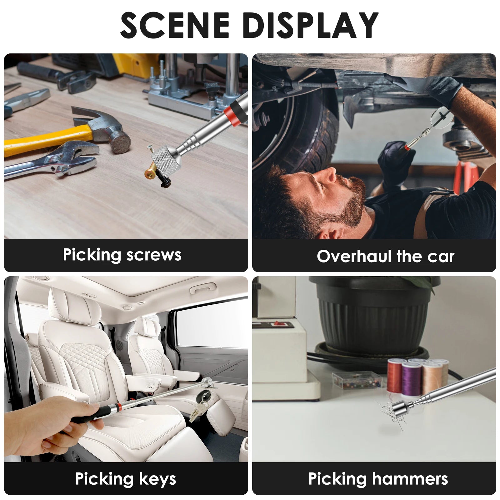 Telescoping Magnetic Pickup Tool 4 Pack (2LB, 5LB, 12LB, 20LB)