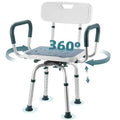 Swivel Shower Chair with Arms and Back 400 lbs Heavy Duty Shower Seat for Inside Shower Stall and Bathtub Height Adjustable