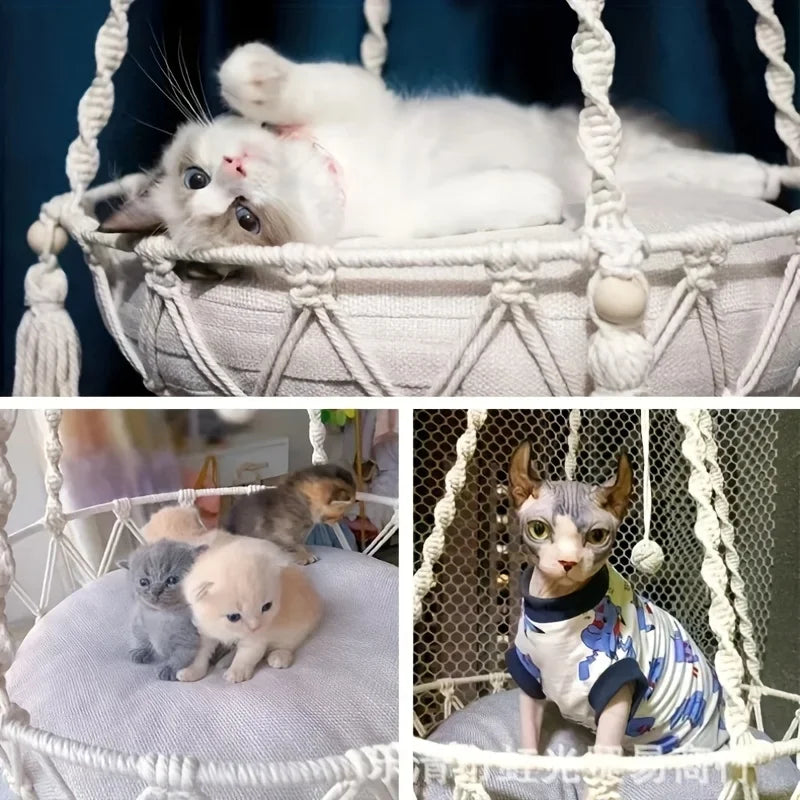 Extra Large Hand-woven Cotton Rope Cat Hammock 40cm/15.75in