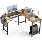50 Inch Office Writing PC Wooden Table with CPU Storage Shelf & Side Bag for Home Office Bedroom Small Space