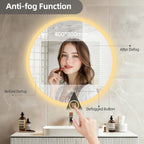 Wall Vanity Mirror with Aluminum Frame, Anti-Fog, Stepless Dimming, 3000K/4000K/6000K