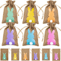 6/12/24pcs Jute Linen Treat Gift Bags for Easter