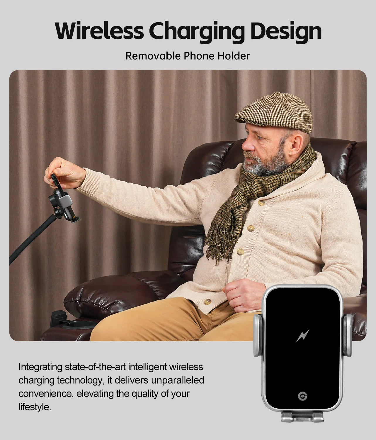 Leather Heated Lift Recliner Chair with Dual Motor, Massage, Cup Holder, Wireless Charging, USB
