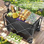 Heavy Duty Foldable, Portable Wagons for Groceries, Beach Cart with All-Terrain Wheels  Drink Holders