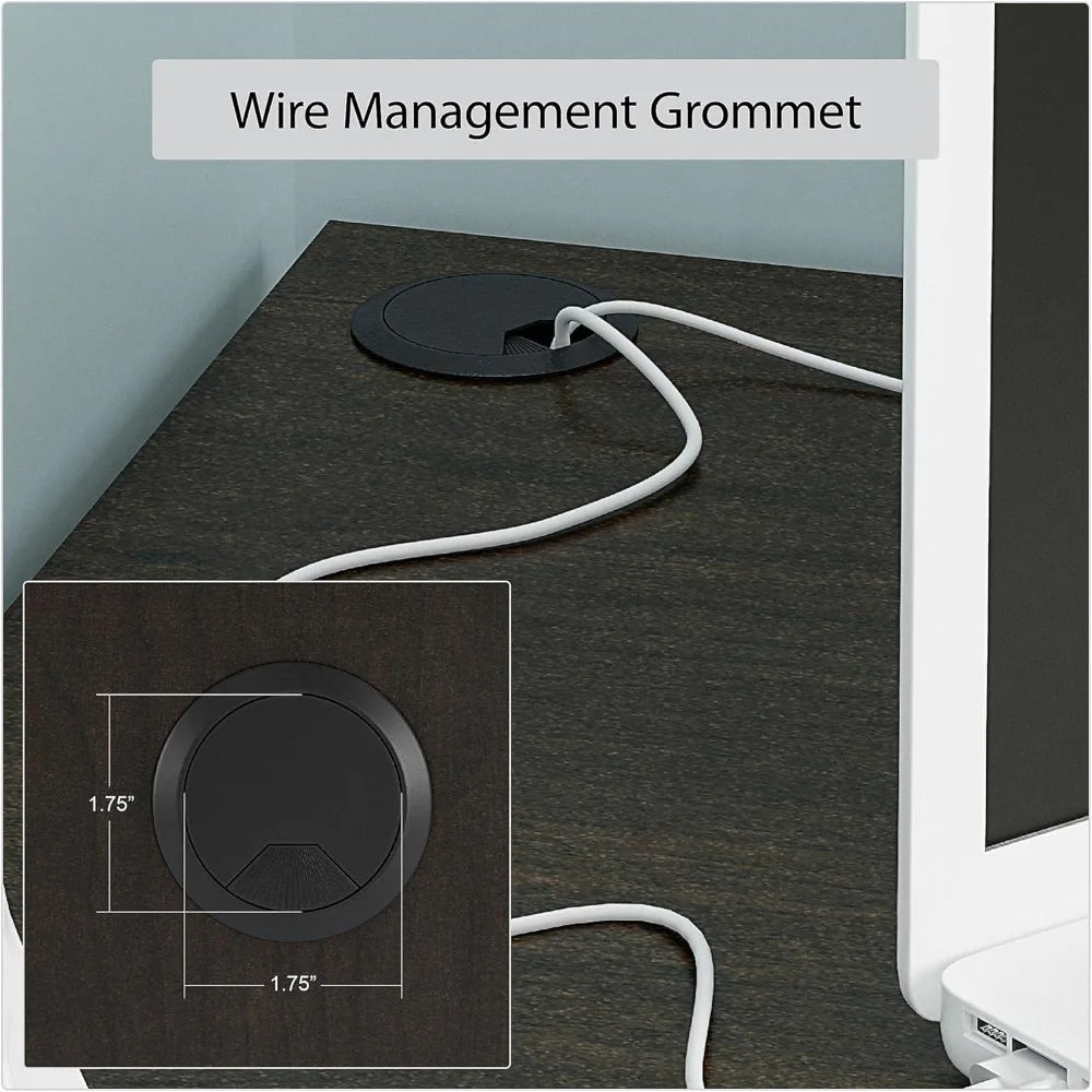 Modern Black Oak L-Shaped Desk with Bookshelves, Easy Assembly for Home Office