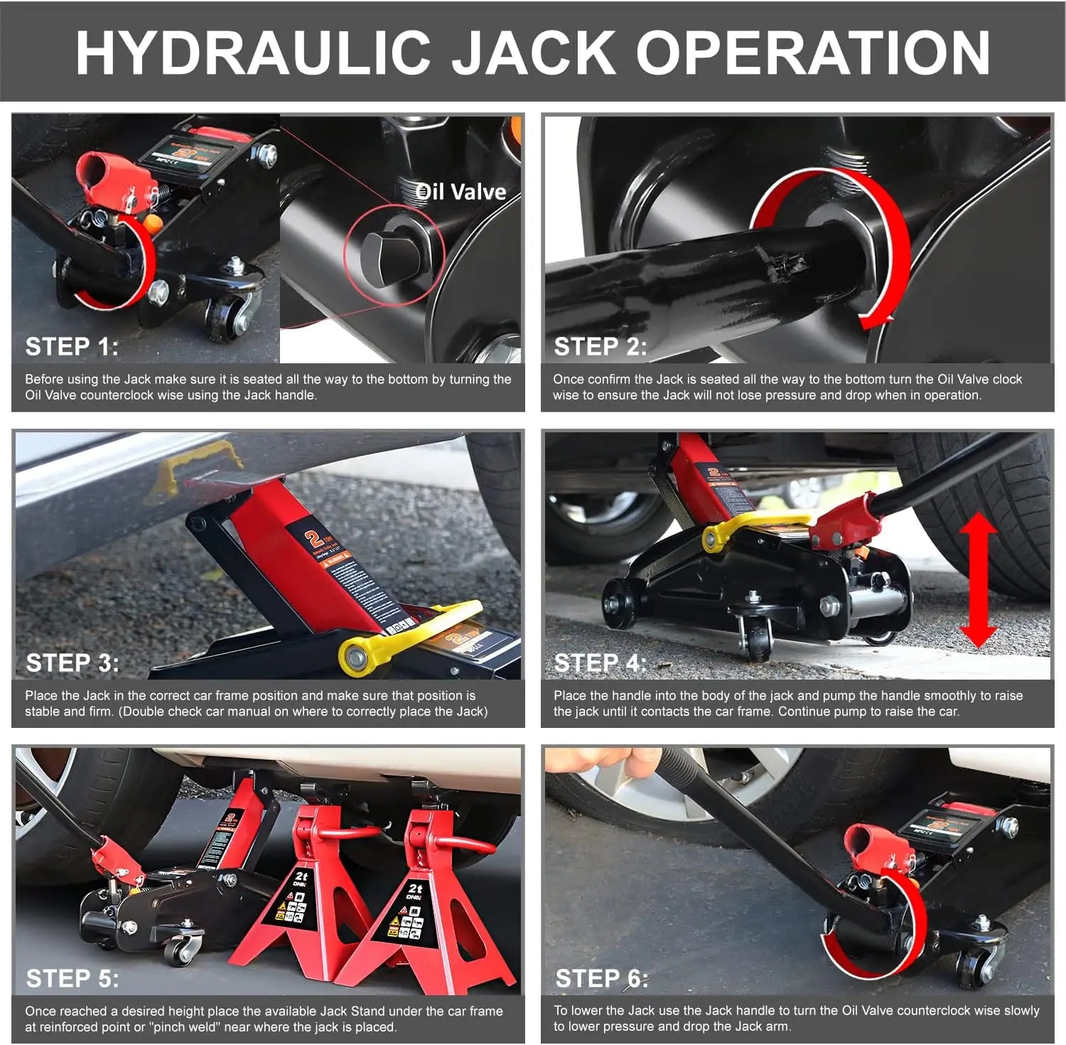 Low Profile Hydraulic Floor Jack Combo with 2 Ratchet Jack Stands, 2 Ton (4000 lbs) Capacity