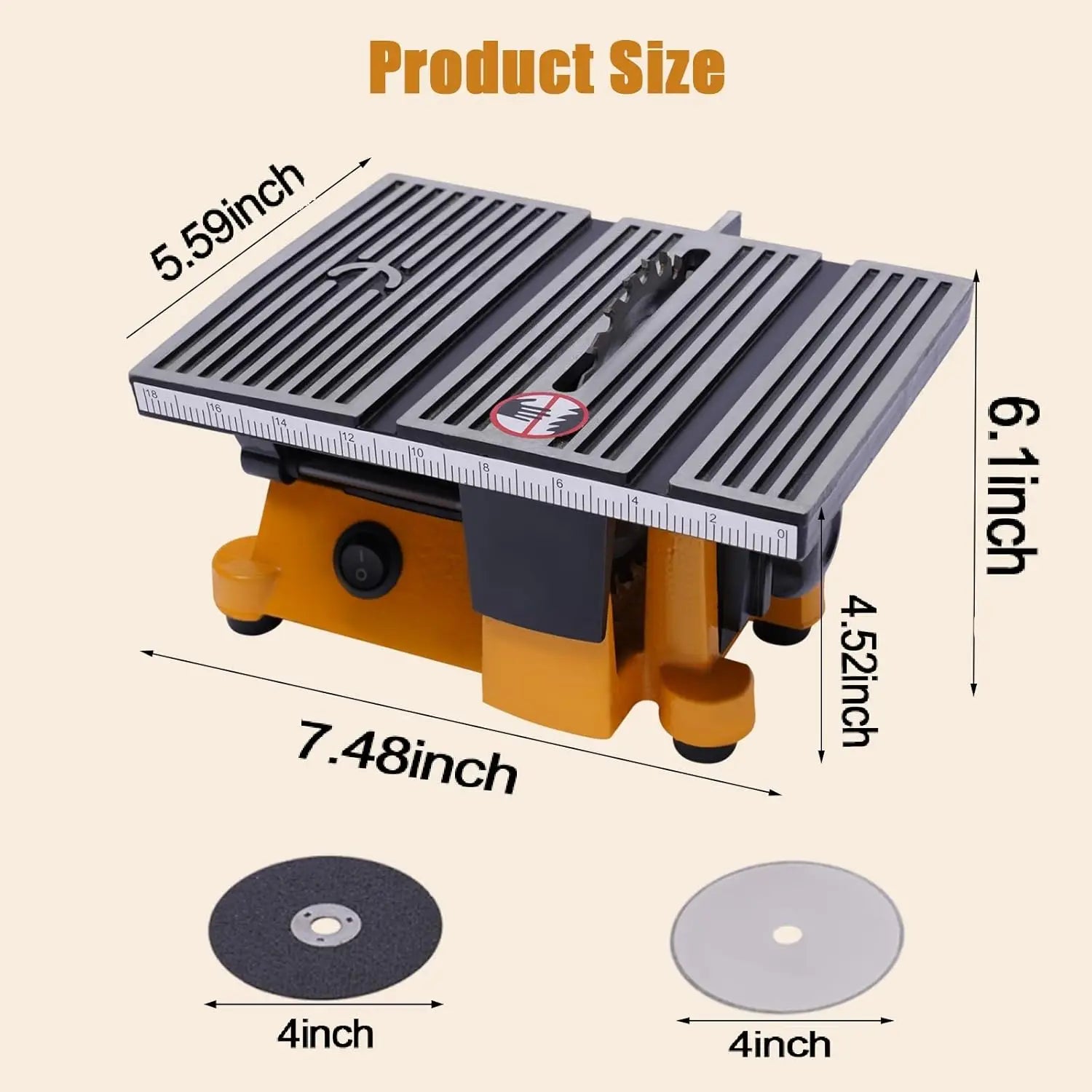 Mini Portable Electric Table Saw with 3 Blades for Wood, Metal, Tile DIY Crafts