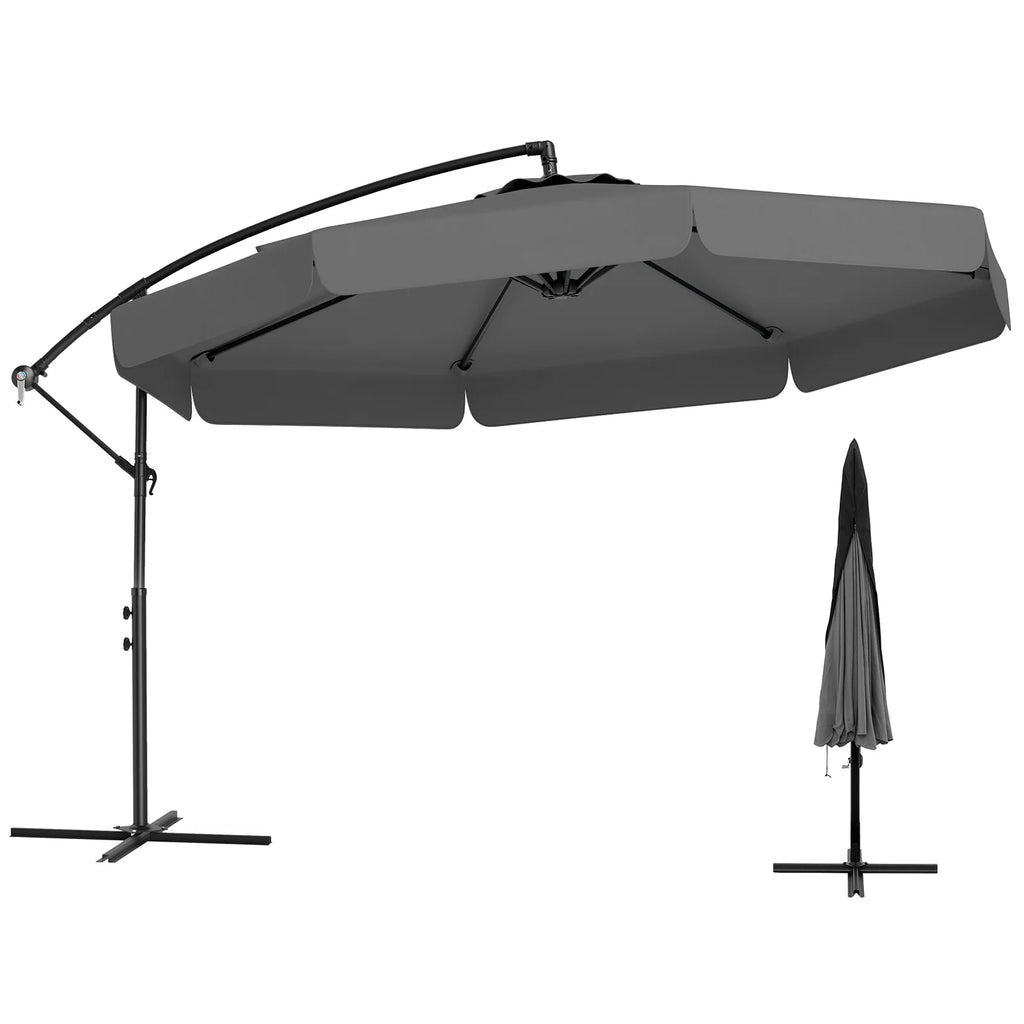 10FT Offset Hanging Umbrella Patio Cantilever Umbrella with Cover