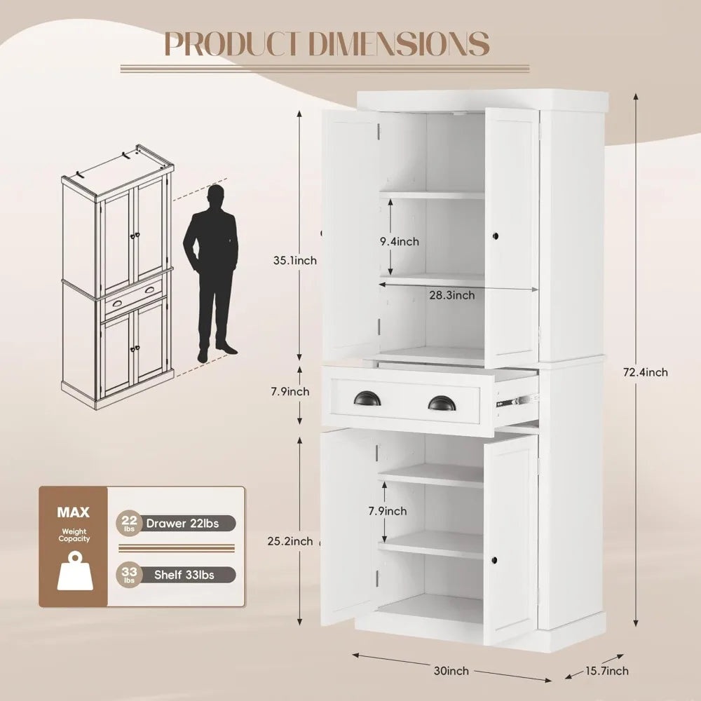 72" Tall Storage Cabinet with Adjustable Shelves