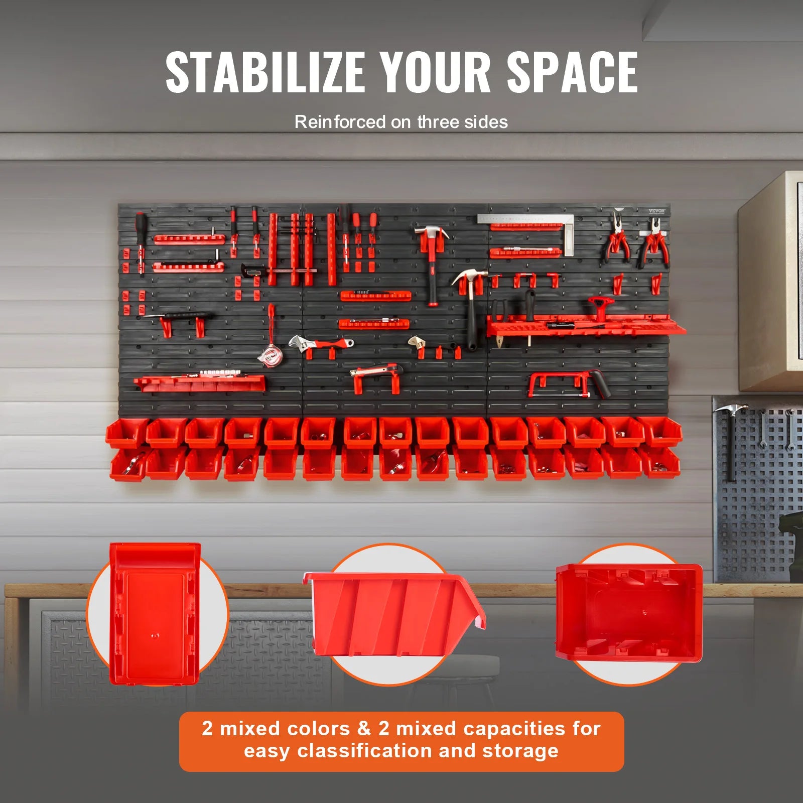 Wall Mounted Storage Bins Parts Rack Organizer