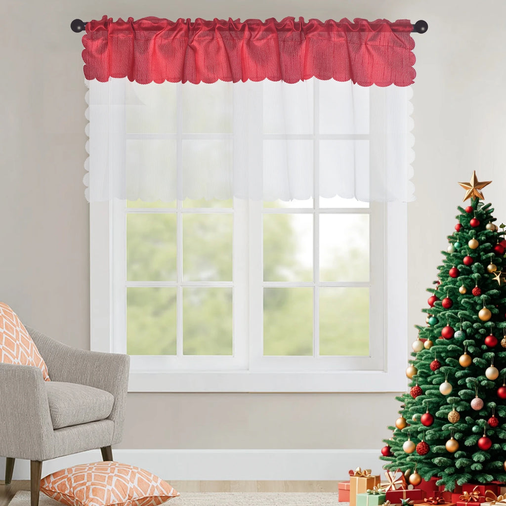 2PCS  rod pocket type Tulle Sheer joint with Blackout curtains