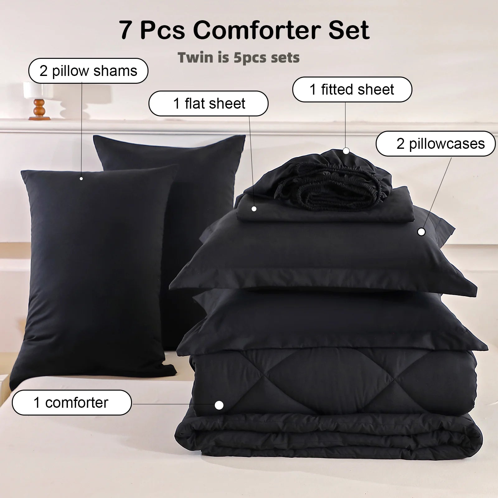 5pcs/7pcs Twin Full Queen King Bedding Sets