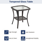 3-Piece Wicker Swivel Rocking Patio Set, 2 Chairs & Glass Table
