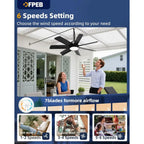Outdoor Ceiling Fan with Lights and Remote, LED Gazebo Hanging Fan with Hook