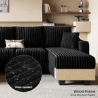 U-Shaped Sectional Sofa with Reversible Chaises & Ottomans, Corduroy Fabric