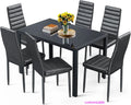 Tempered Glass 7 Piece Table and Chairs Set Modern for Home