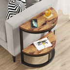 Small Half Round Side Table with Storage Shelf, Accent Table Slim