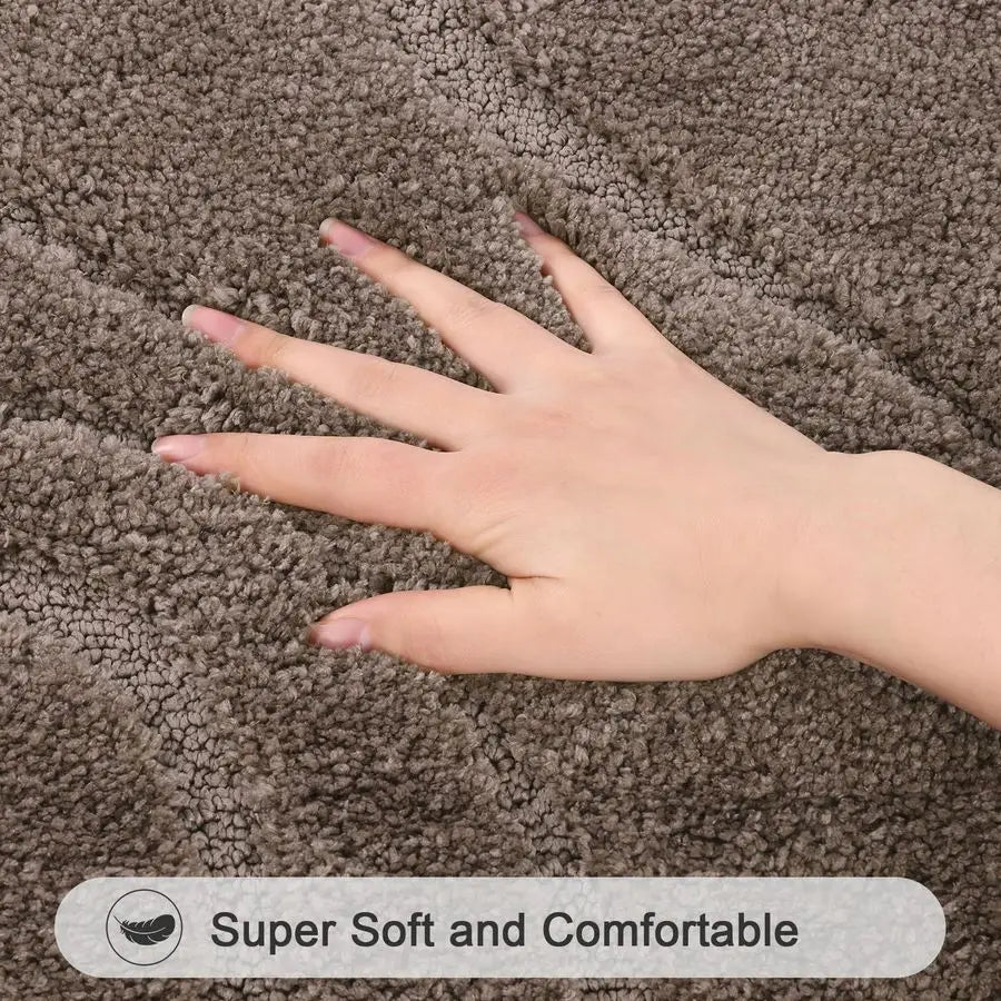 Bathroom Rugs Sets 5 Piece, Non Slip Washable Bath Rug Set with Toilet Cover