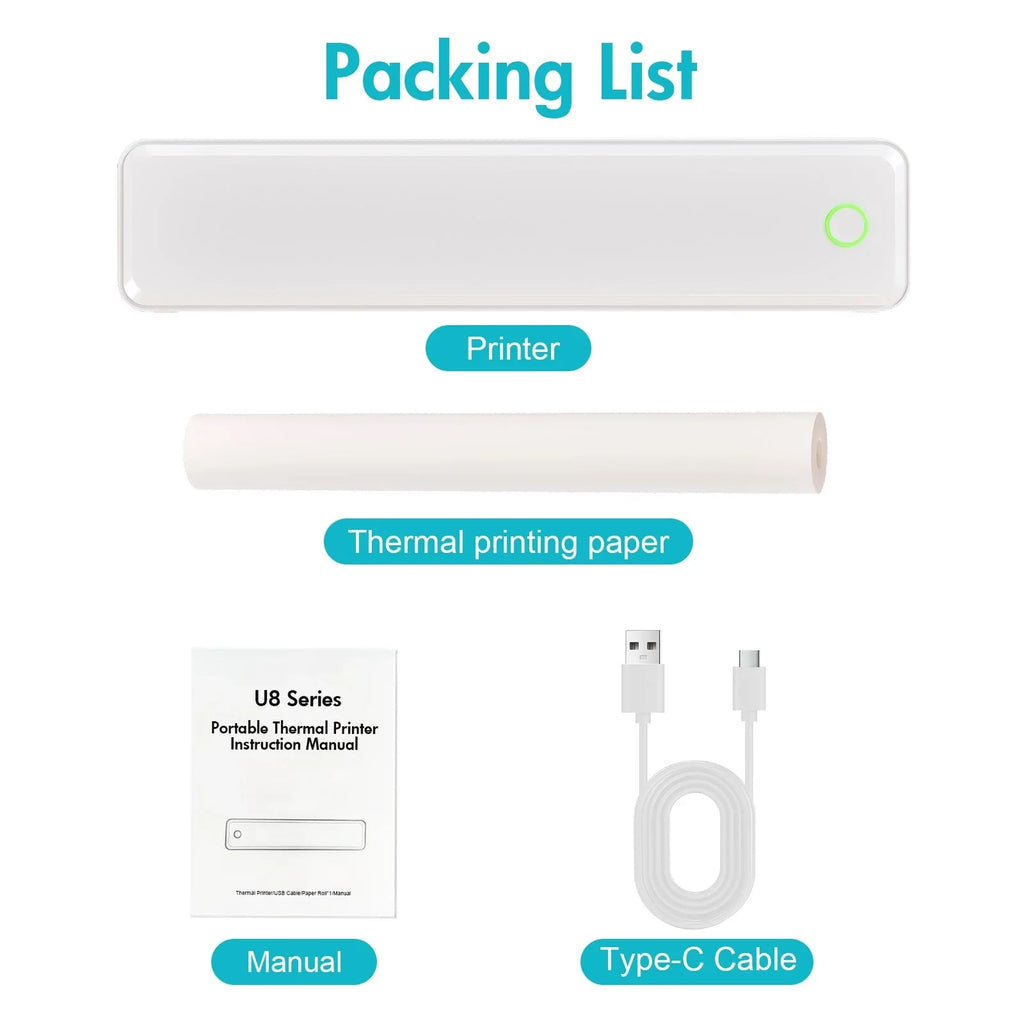 Portable Wireless Inkless Thermal A4 Label Maker US Letter/A4/A5/B5 Android iOS Phone & Laptop For Travel Office School