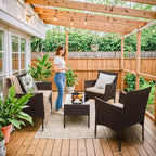 4 Pieces Outdoor Patio Rattan Chair Wicker Set