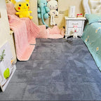 12/24/36/48PCS Grey Interlocking Carpet Shaggy Soft Foam Play Mat  Square Plush Floor Tiles