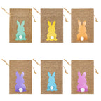 6/12/24pcs Jute Linen Treat Gift Bags for Easter